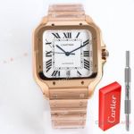 TW Factory Superclone Cartier Santos de Rose Gold Silvered Opaline Dial Large Model